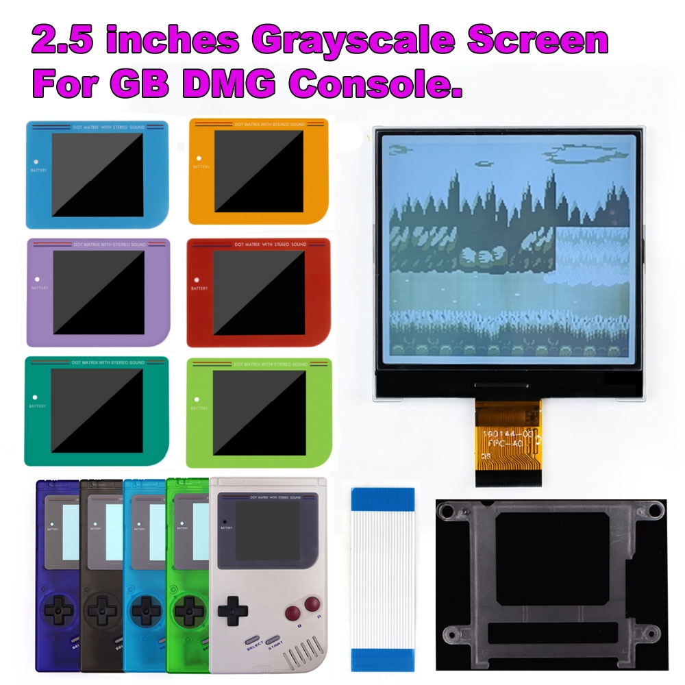 Lcd Screen Arcade - HISPEEDIDO 2.5インチ グレースケールLCDスクリーンキット ゲームボーイGB DMG用 同一ディスプレイサイズ