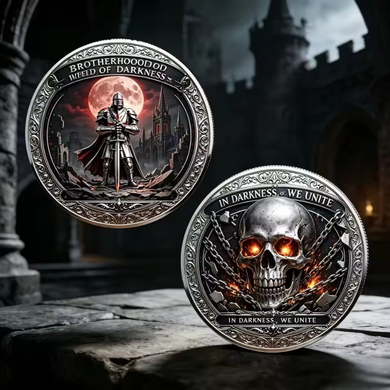 ダークブラザーダーク中世騎士団スカルチャレンジコイン銀メッキ - Token Coin Mechanism のレビューと価格